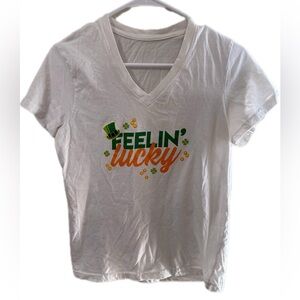 White Graphic Tee - Feelin' Lucky